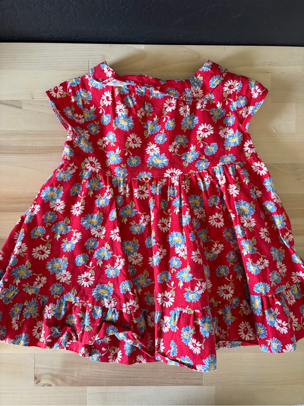 Girls' Red Floral Casual Dress 3T Red White  Blue